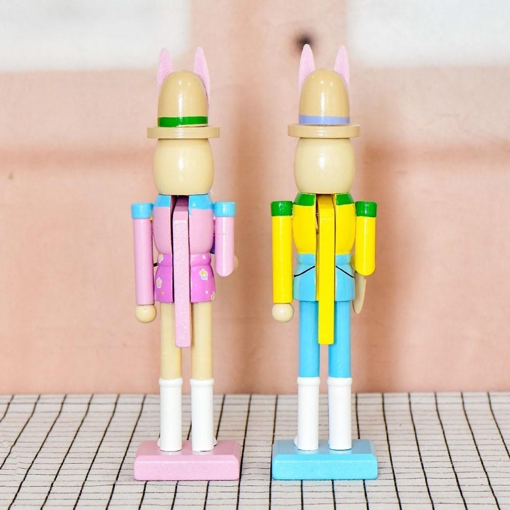 Kid Gift Cute Easter Rabbit Nutcracker Smooth Handmade Wooden Bunny Statue Realistic Bunny Nutcracker Figures Party Scene Prop