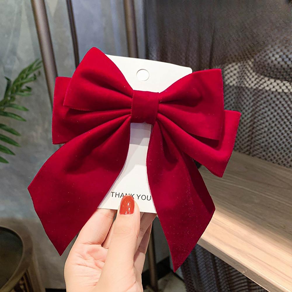 Headwear Red Bow Hair Clips Jewelry Tassels Pearl Barrettes Ribbon Hairpin  Hair Styling Accessory