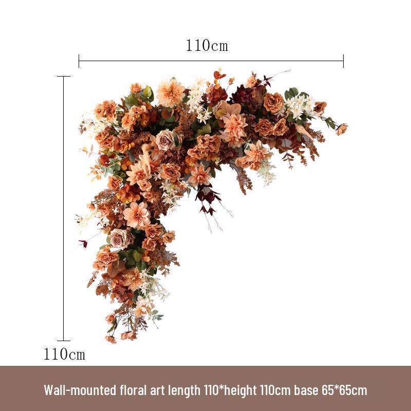 Retro Brown Floral Silk Flower Wall Hanging for Weddings and Events