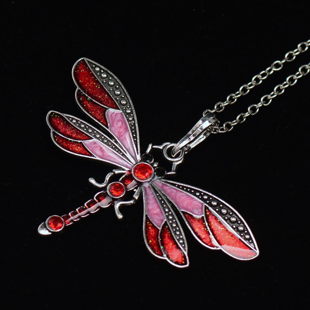 Dragonfly Vintage Ribbon String Purple Diamond Necklace Children'S Girl Necklace