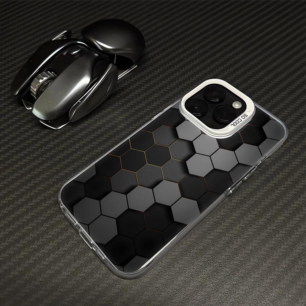 Hree-Dimensional Honeycomb Pattern Technology Phone Case For IPhone 16  15 14 Plus 13 12 11 17 Pro Max Air 16e Luxury Hard Cover