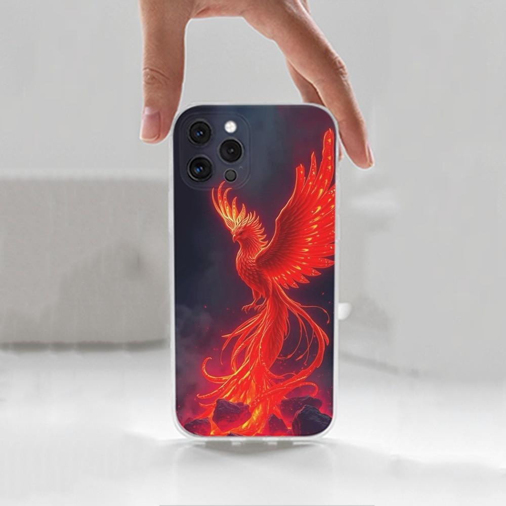 Cool Phoenix Phone Case For iPhone 16,15,14,13,12,11 Plus,Pro,Max,XR,XS,X,7,8 Plus,SE,Mini,Transparent,Silicone Case