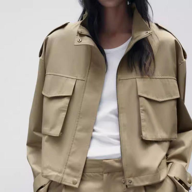 Spring Pleated Decoration Versatile Comfortable Casual Pants 8073242 Pocket Decoration Jacket Outwear 8073342