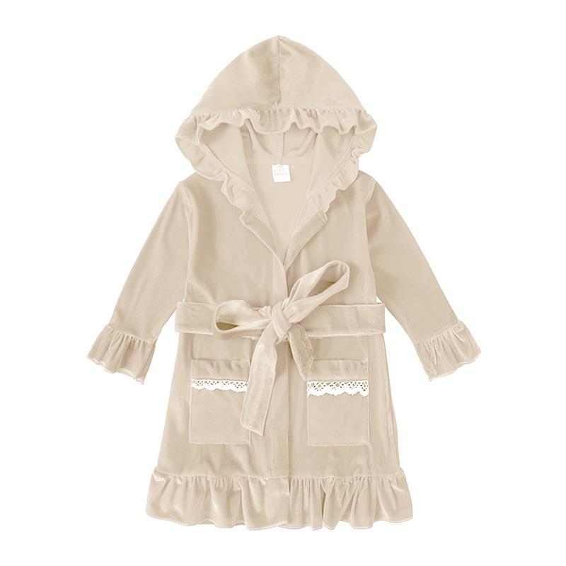 Children's Gold Velvet Pajamas - Autumn/Winter Homewear for Boys and Girls
