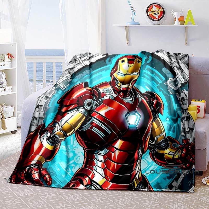 Iron Man Cartoon Comic Funny Expression Blanket, Warm Flannel Sofa Blanket, Home, Bedroom, Travel.