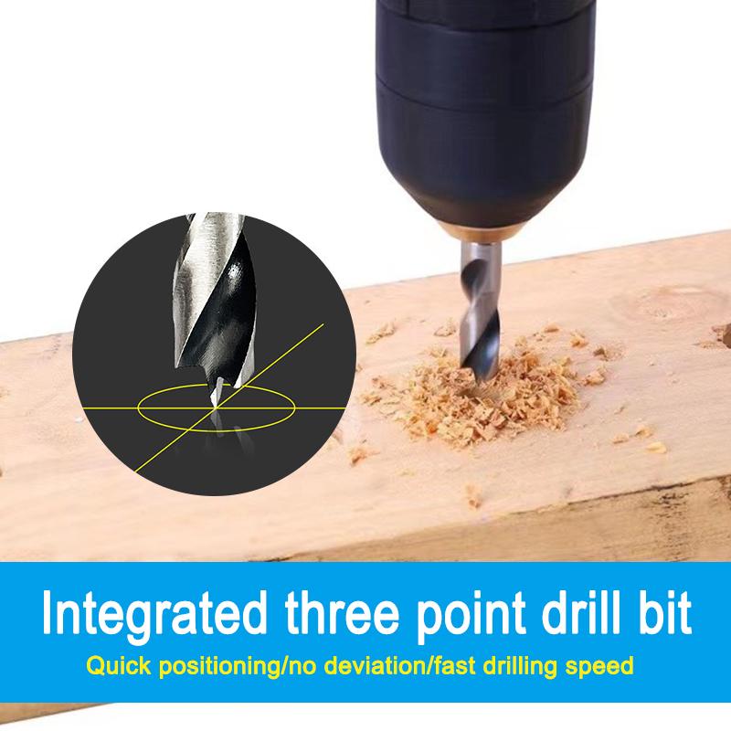 High Speed Steel 6pc Hexagonal Shank Three Pointed Woodwork Drill Integrated British System Two Edge Two Groove Drill Tool Set