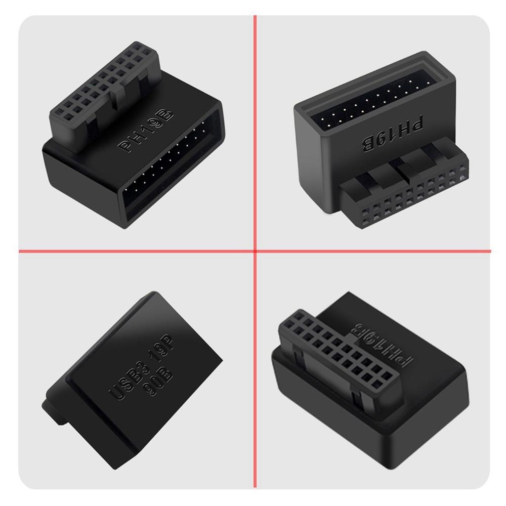 AA58 PH19B USB 3.0 Internal Header USB3.0 19/20P Socket 90 Degree Adapter Converter for Computer Motherboard