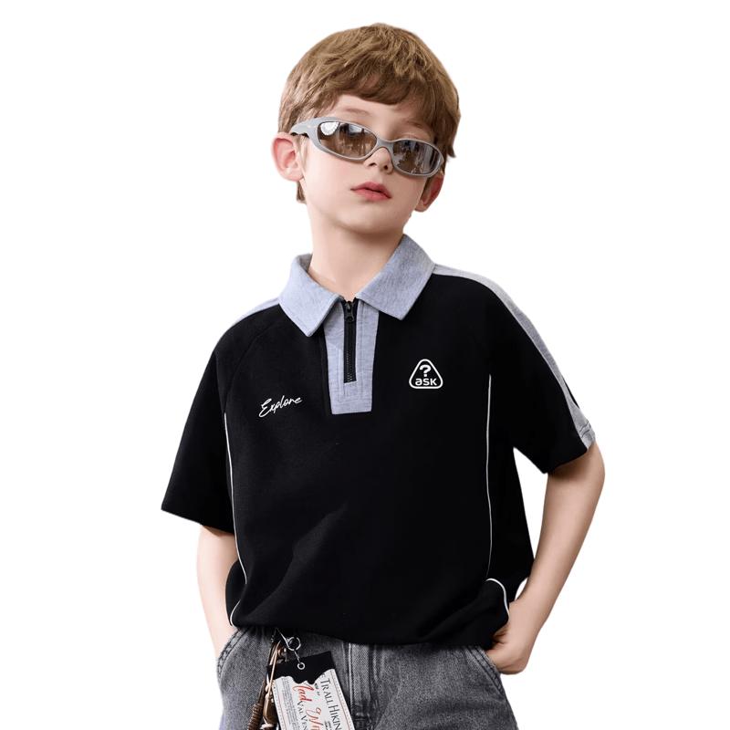 ASK JUNIOR Boys  Retro Color-Block Polo Shirt 130