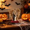 Dark Romantic Resin Sculpture Skeleton Couple And Hand Ornament, with Rose Base, Durable Halloween Decoration Gothic Skull Wedding Decor, for