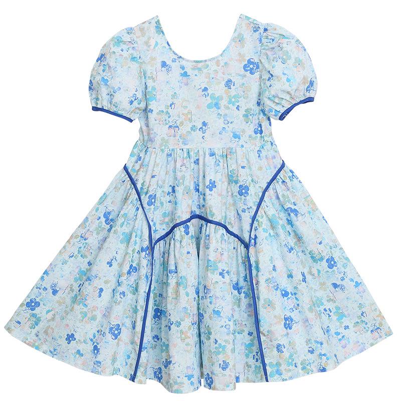 2025 Summer Mother-Daughter Floral Smocked Princess Dress - Korean Style Beach Outfit for Girls