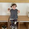 Baby Girl Fall Outfit 2026 Kids Knit Vest Blouse Leggings Set Toddler Casual Clothing