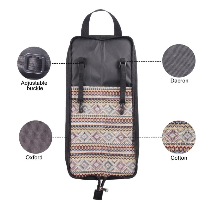 Portable Drum Stick Bag Portable Drumstick Case Hanging Bag with 5A Drumstick Percussion Music Drum Accessories Case