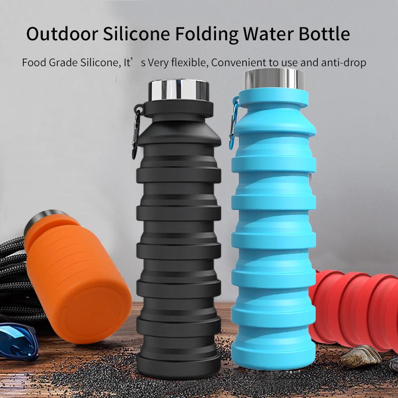 550ml Collapsible Water Bottle Cup, Reusable BPA-free Silicone Collapsible Water Bottle, Suitable for Hiking In Travel Gym