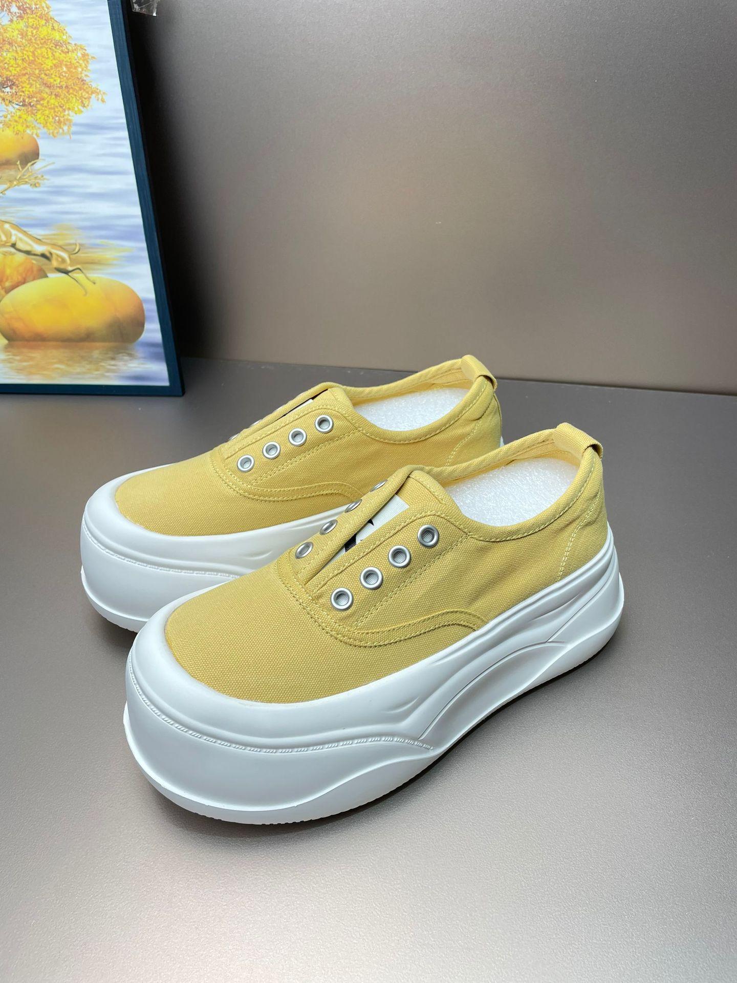 

6Cm thick-soled one-pedal shoes red canvas muffin sole casual shoes high street style fashionable board shoes show long legs 40 жёлтый