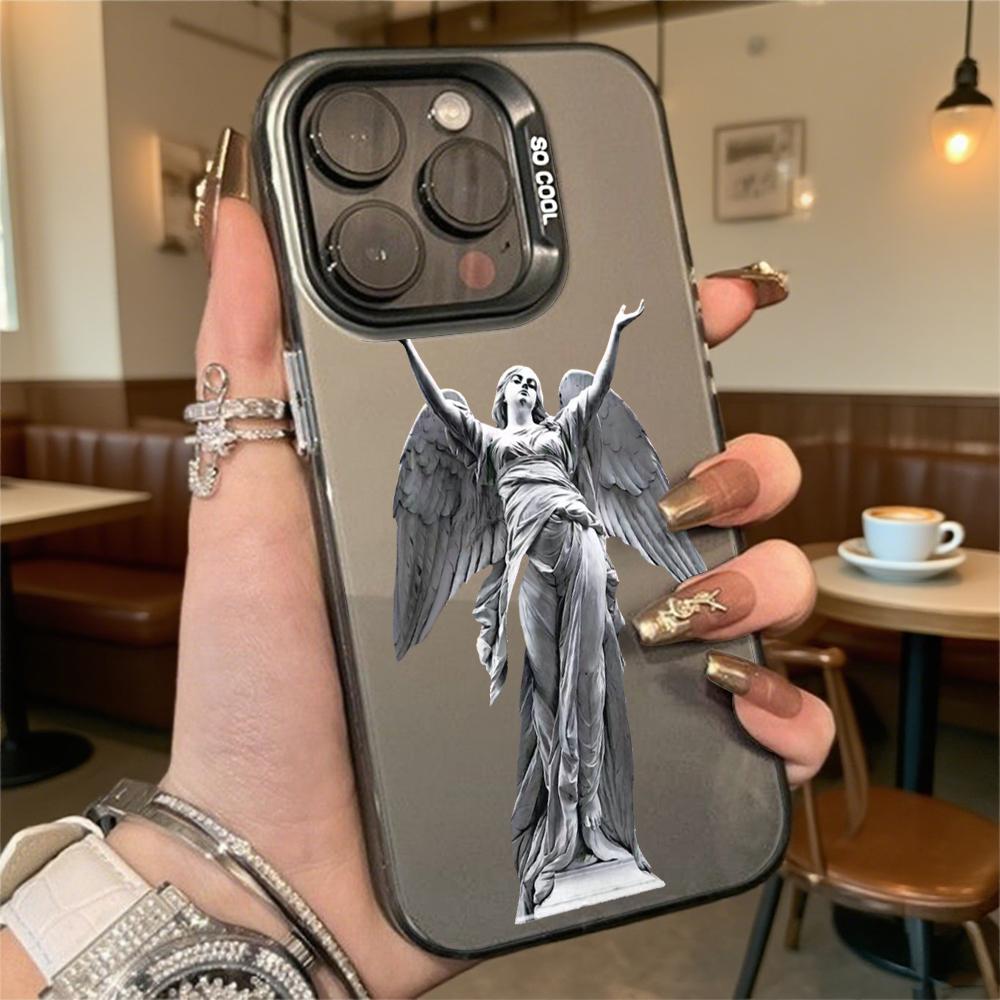 Angel Statue with Open Arms Hard Phone Case for Iphone 16 15 14 13 12 11 Pro Max Mini Shockproof Anti-Scratch Protective Cover