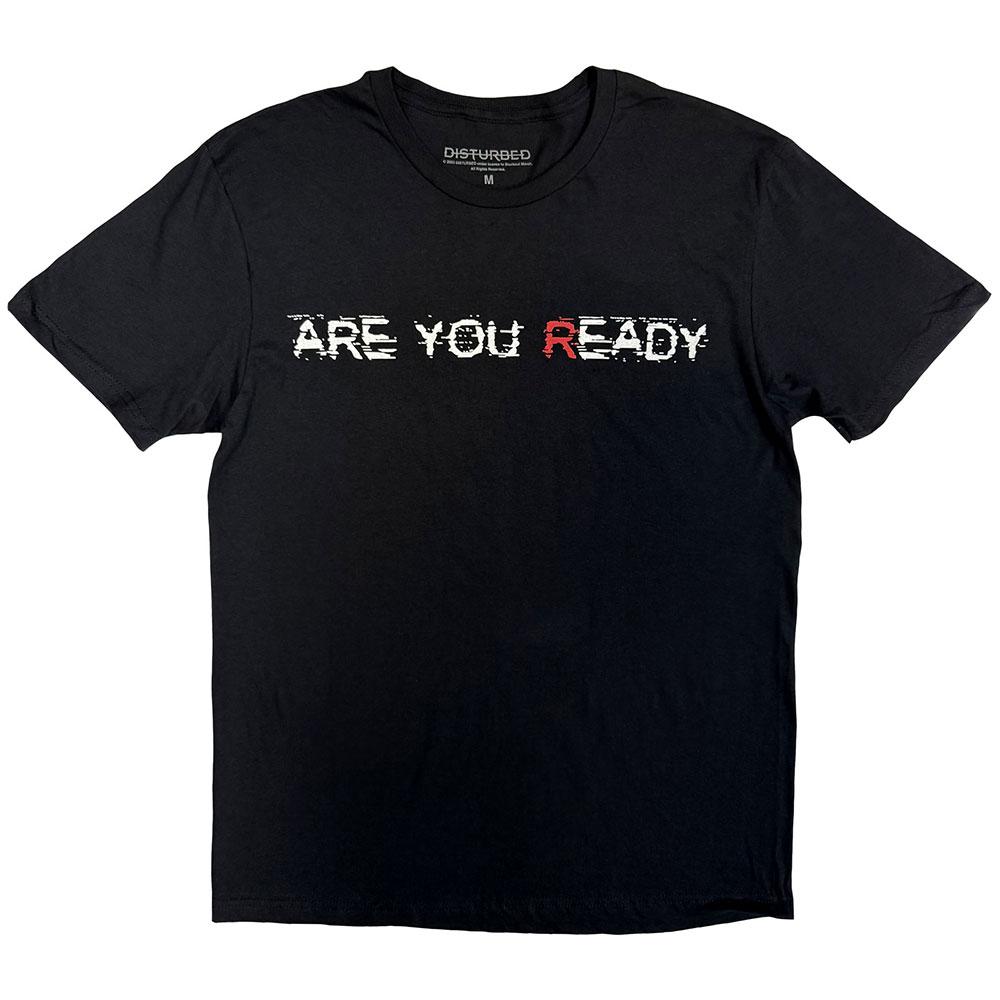 Disturbed T Shirt Are You Ready Band Logo Back Print new Official Mens Black XL