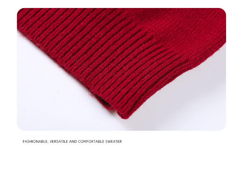 2026 Unisex Red New Year Sweater: Trendy Casual Knitwear with Round Neck for Couples
