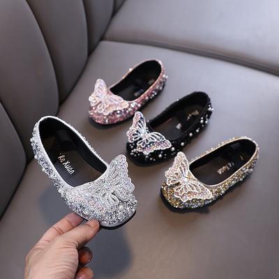Nuovo stile autunnale da signorina per bambina scarpe singole da principessa con strass scarpe in pelle scarpe da esibizione di danza