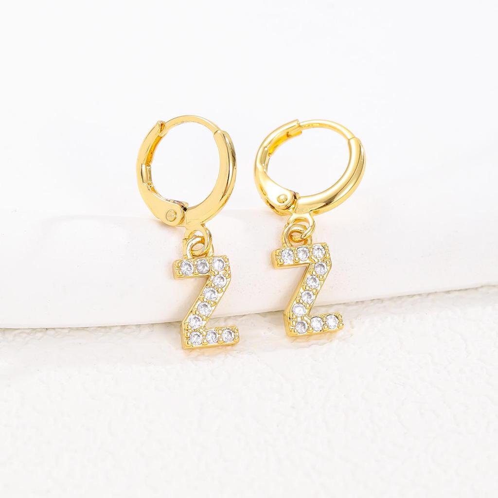 European and American Fashion Gold-Plated Zircon Letter Earrings for Women
