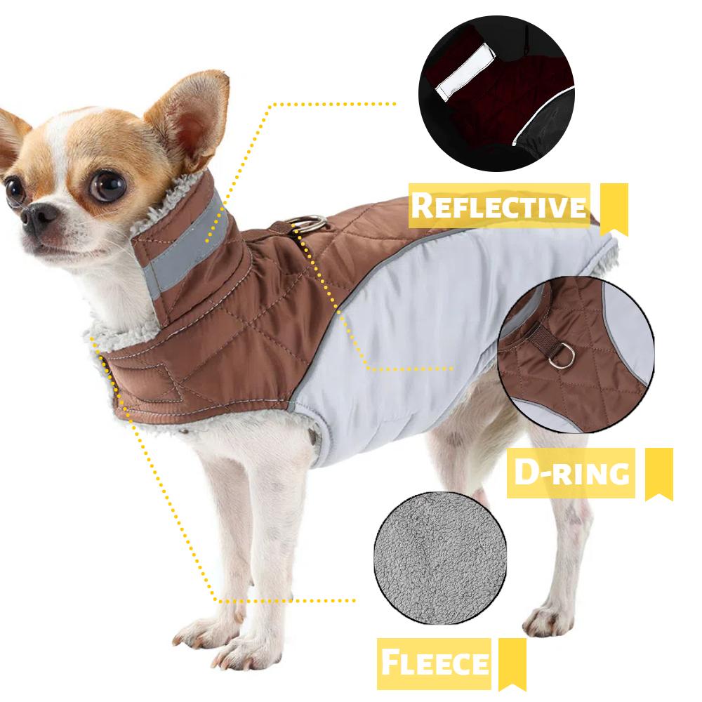 Fleece Pet Vest Coat With D-ring Plaid Dog Clothes For Small Medium Pets Warm High Neck Dogs Parka For Winter Yorkshire Outfits
