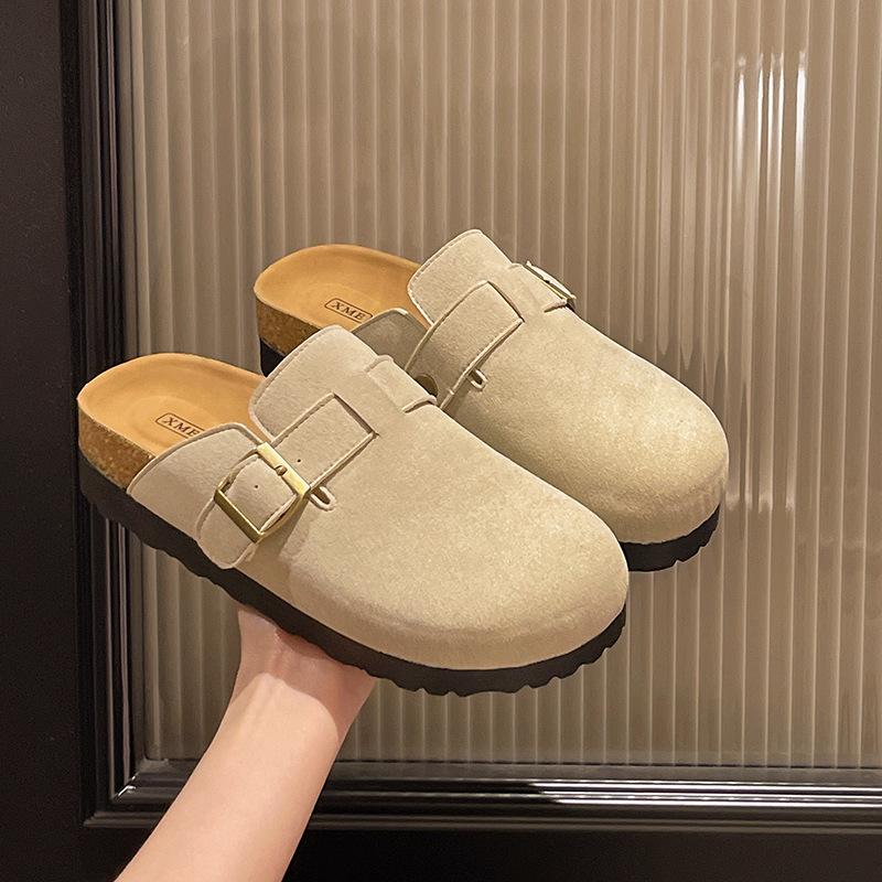 

Large size thick-bottomed Boken slippers women s spring 2025 new matte one-pedal, baotou half slippers women 35 коричневый