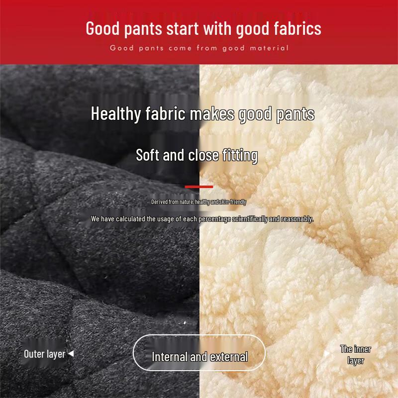 Men's Thickened Plaid Thermal Pants with Lamb Fleece Lining