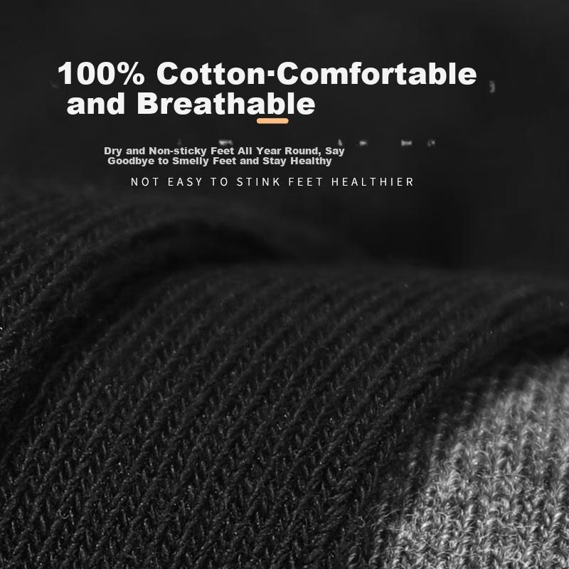 Men's Socks, 100% Pure Cotton, And Odor-Resistant, All-Cotton Sweat-Absorbing Breathable Mid-Calf Socks, Business Casual Long Socks