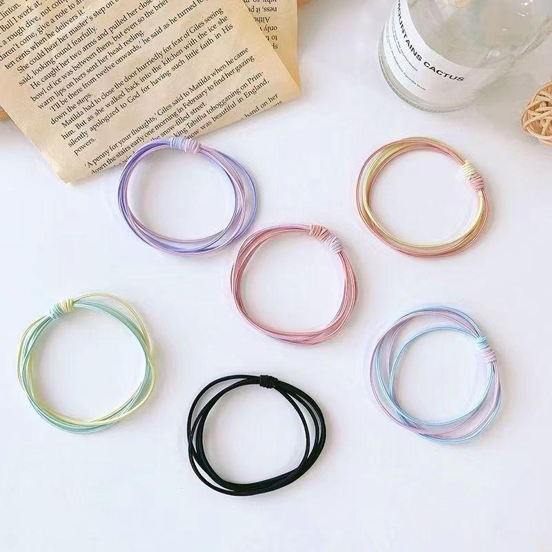 The new color matching four-strand rubber band net celebrity small fresh forest female Korean headdress girls tie hair accessories hair ring