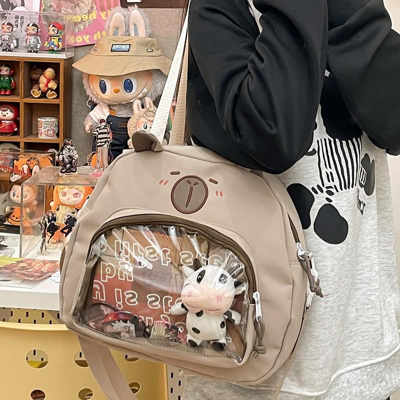 Transparent Cartoon Capybara Shoulder Bag Backpack Adjustable Strap Shoulder