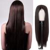 Women Long Straight Wig Middle Part Natural Looking Silky Heat Resistant High Temperature Fiber Ladies Black Brown Synthetic Hair