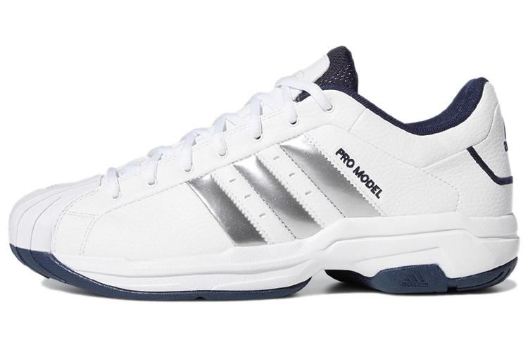 Adidas Pro Model 2G Low  White Silver Metallic Navy  H68051 42