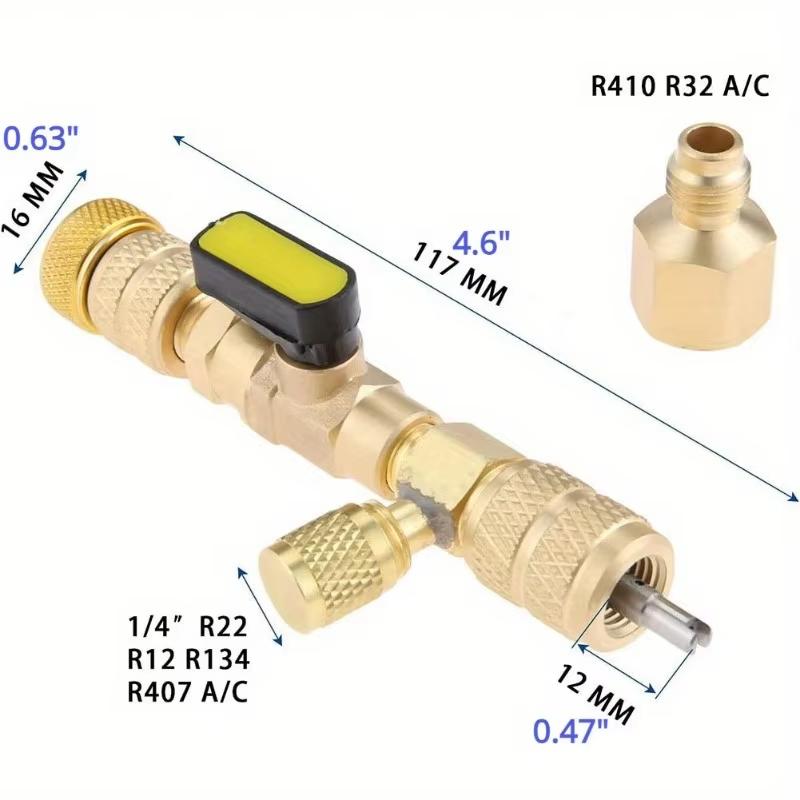 NEUER Ventileinsatz Entferner/Installateur mit Doppelgröße SAE 1/4 & 5/16 Anschluss Klimaanlagenleitungs-Reparaturwerkzeuge