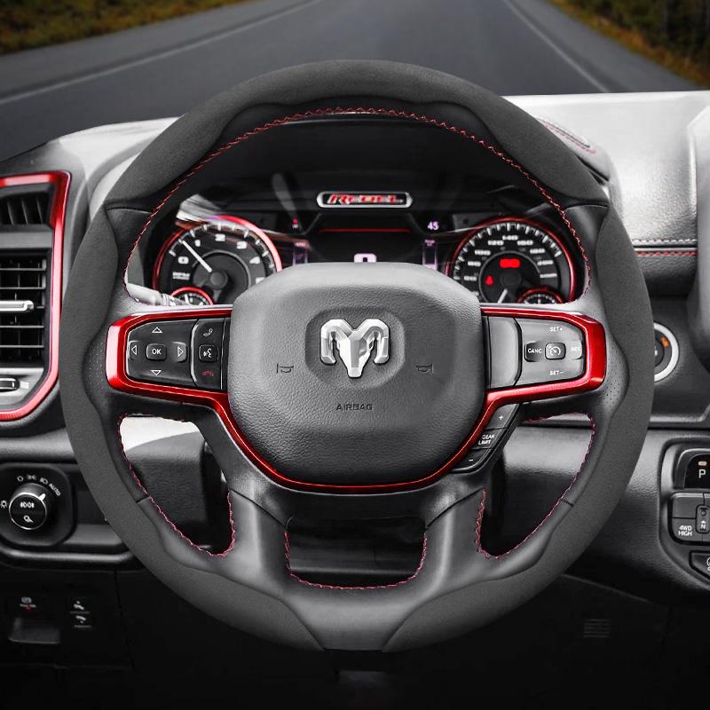 bpzsw1 Suitable for Ram Anti-Slip Buckle Segmented Suede Steering Wheel Cover for Models Such as Pickup Promaster Rampage 1500 2500 3500 4000 4500