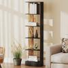 Modern Space-Saving 5-Shelf Bookcase in Wood 45x21x170 cm, Brown and Black