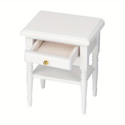 [12 Mini Wooden Bedside Table] 1: 12 White Mini Bedroom Furnishing Articles Wooden Bedside Table Model