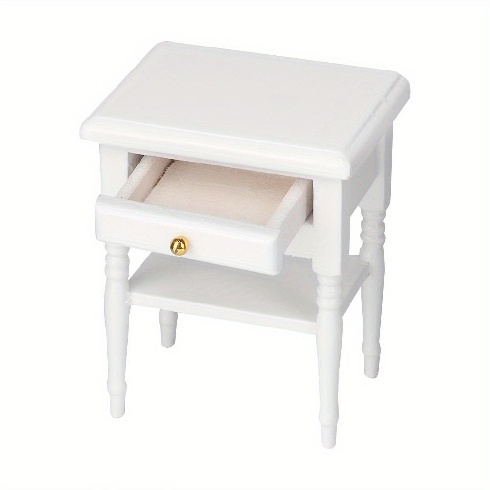 [12 Mini Wooden Bedside Table] 1: 12 White Mini Bedroom Furnishing Articles Wooden Bedside Table Model United States