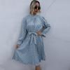 YYFS Women's Vintage Polka Dot Print Long Sleeve Slim Casual Dresses