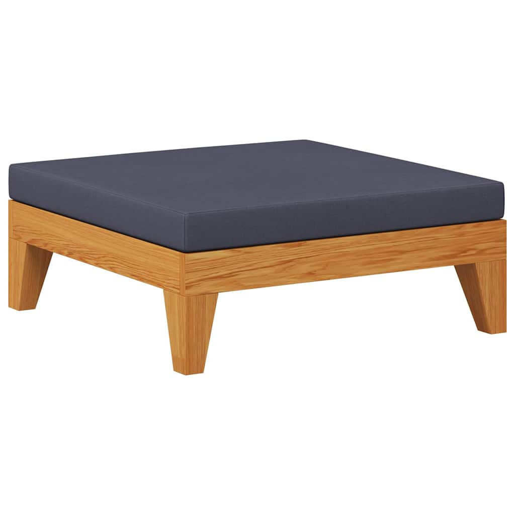Modular Footstool with Dark Gray Cushion Solid Acacia Wood