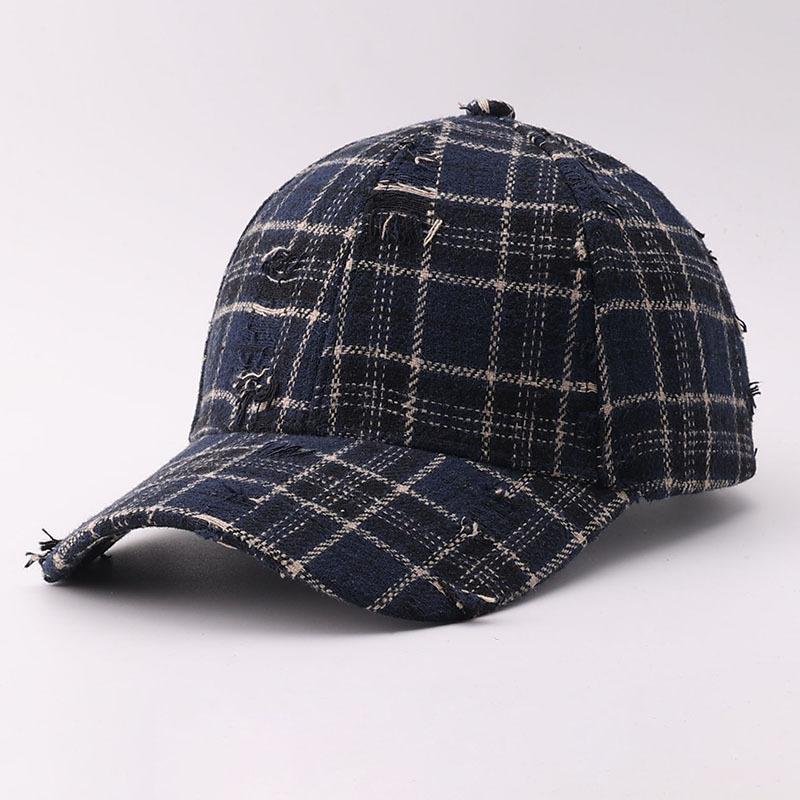 Retro plaid baseball cap, Japanese and Korean personality holes, thousand bird plaid curved brim cap