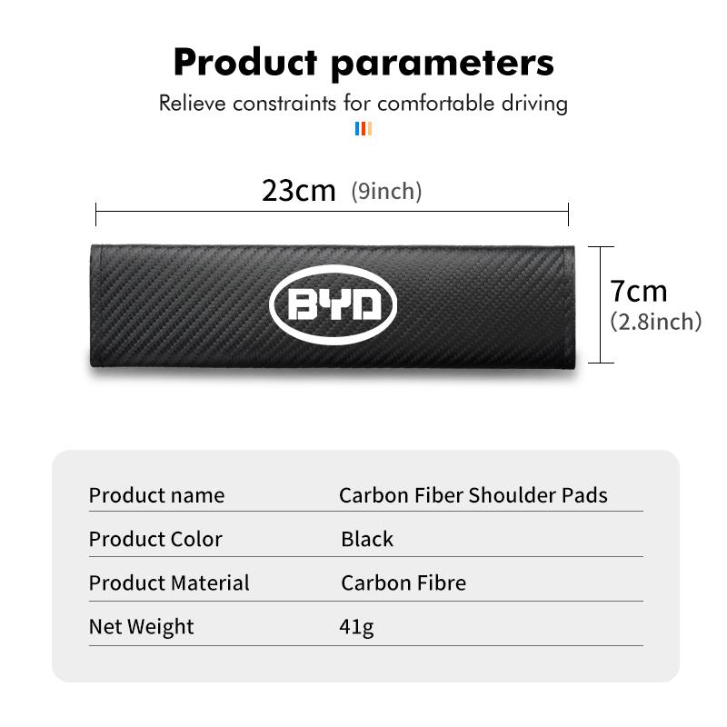 Carbon Fiber Car Seat Belt Cover Cushion Safety Belt Protection Pad Auto Accessories For BYD Tang F3 E6 Atto 3 Yuan Plus Song