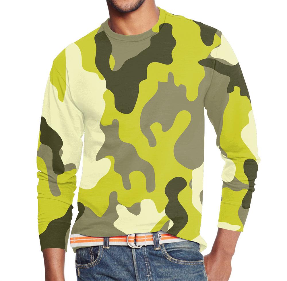 Men's Summer Long Sleeve Outdoors Camouflage Colorful Print T-Shirt Top Men Streetwear Clothing Long Sleeve T-Shirt Women's Pullover
