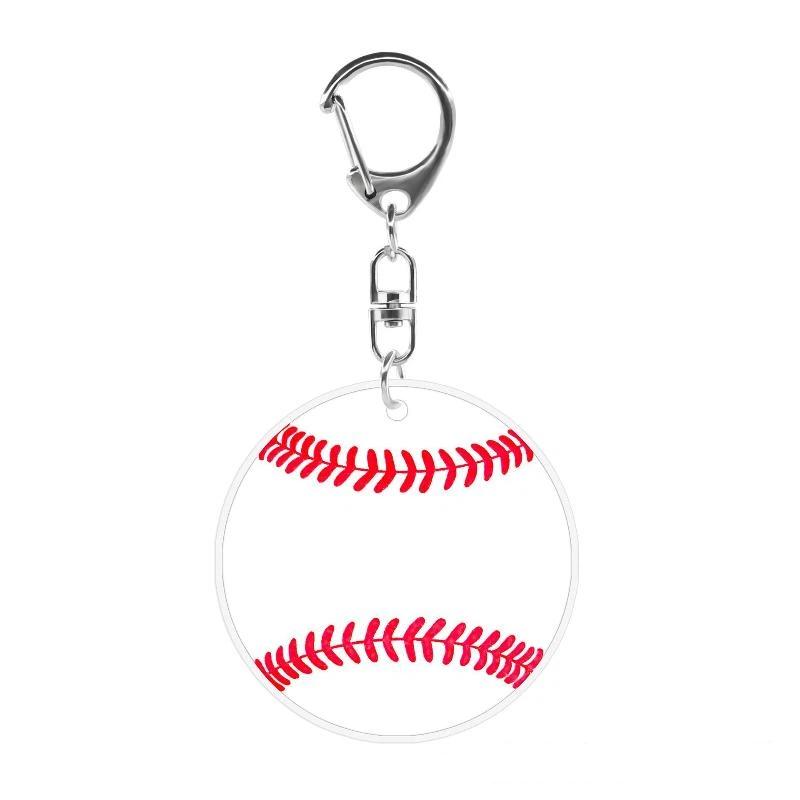 2D Flat Acrylic Keychain Cute Blue Icing Donut 67 Badminton Pattern Non-Fading Key Decor for Backpack Pendant