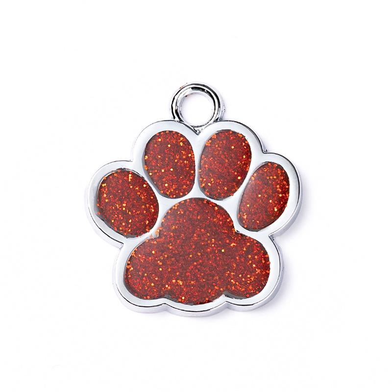 Solid Paw Print Pet ID Tag Zinc Alloy Dog Cat Name Plate Custom Laser Engraving Design Collar Keychain OEM Accepted