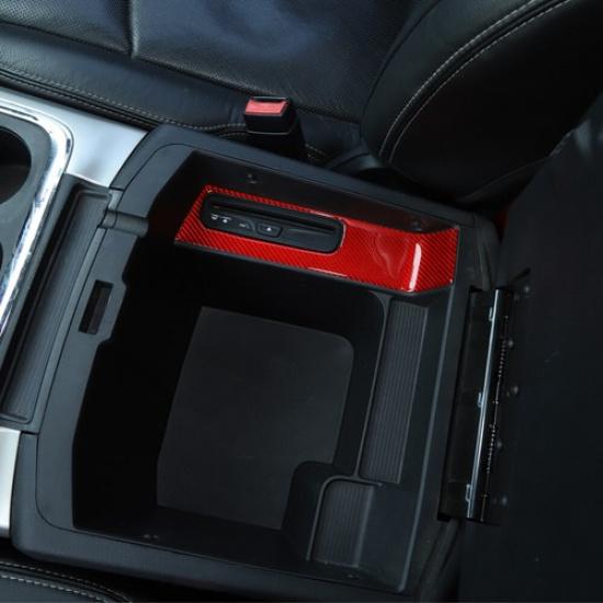 CD Switch Button Cover Trim Decor Sticker for Dodge Ram 2010-15 Red Carbon Fiber