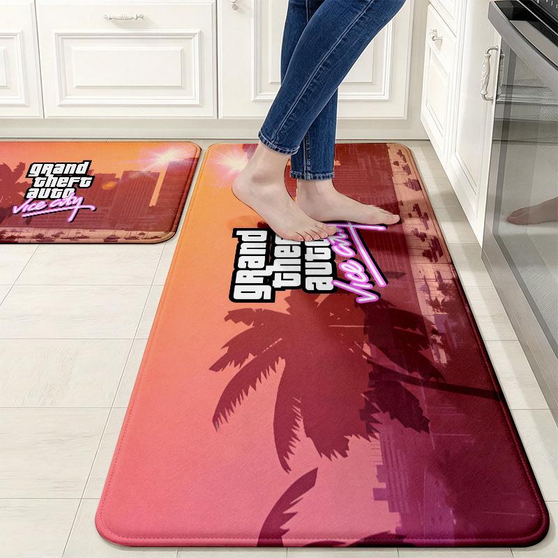 Grand Theft Auto2 Flannel Kitchen Mat Christmas Soft Area Rug Non Slip Floor Carpet Home Decoration