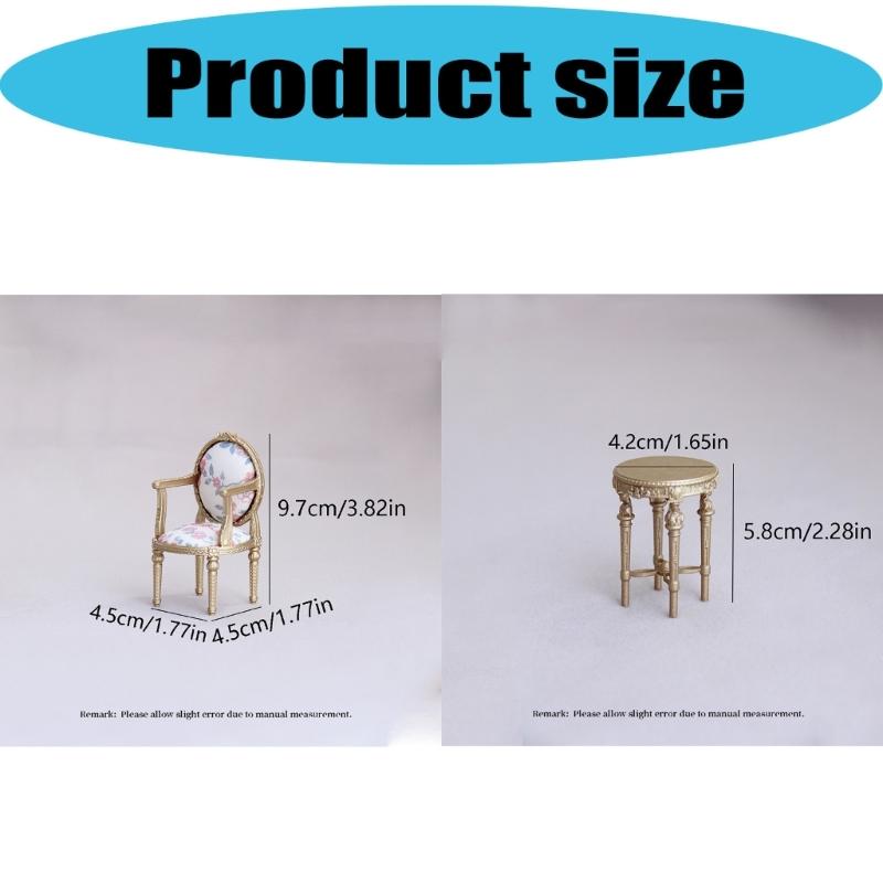 1/12 Scale Wooden Dollhouses Furniture Set Mini Wooden Table And Chair For Kids Floral Pattern