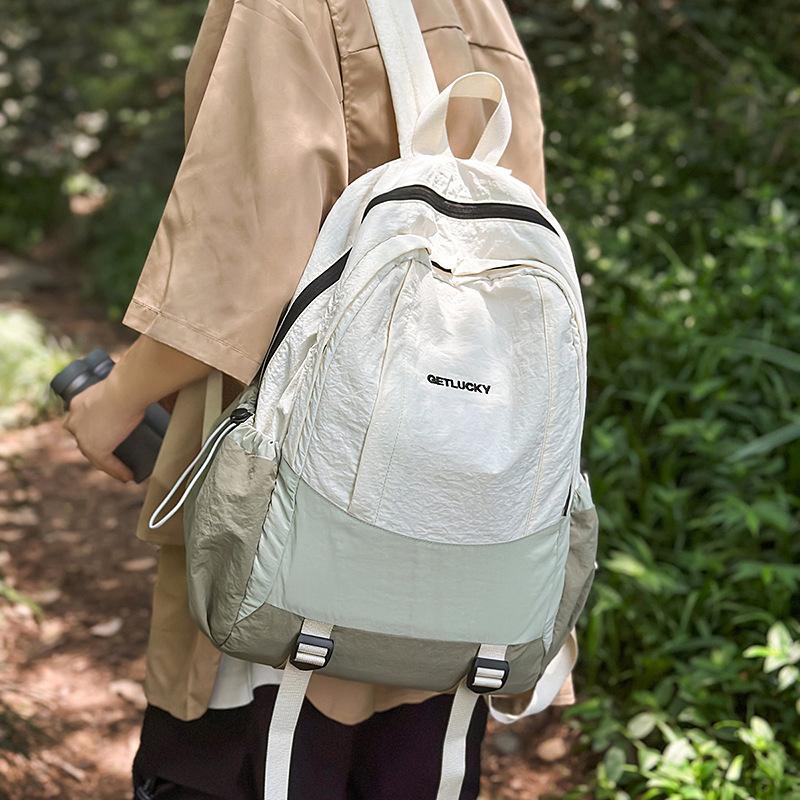 

Summer new premium contrasting backpack girl college student light travel mountaineering backpack зелёный