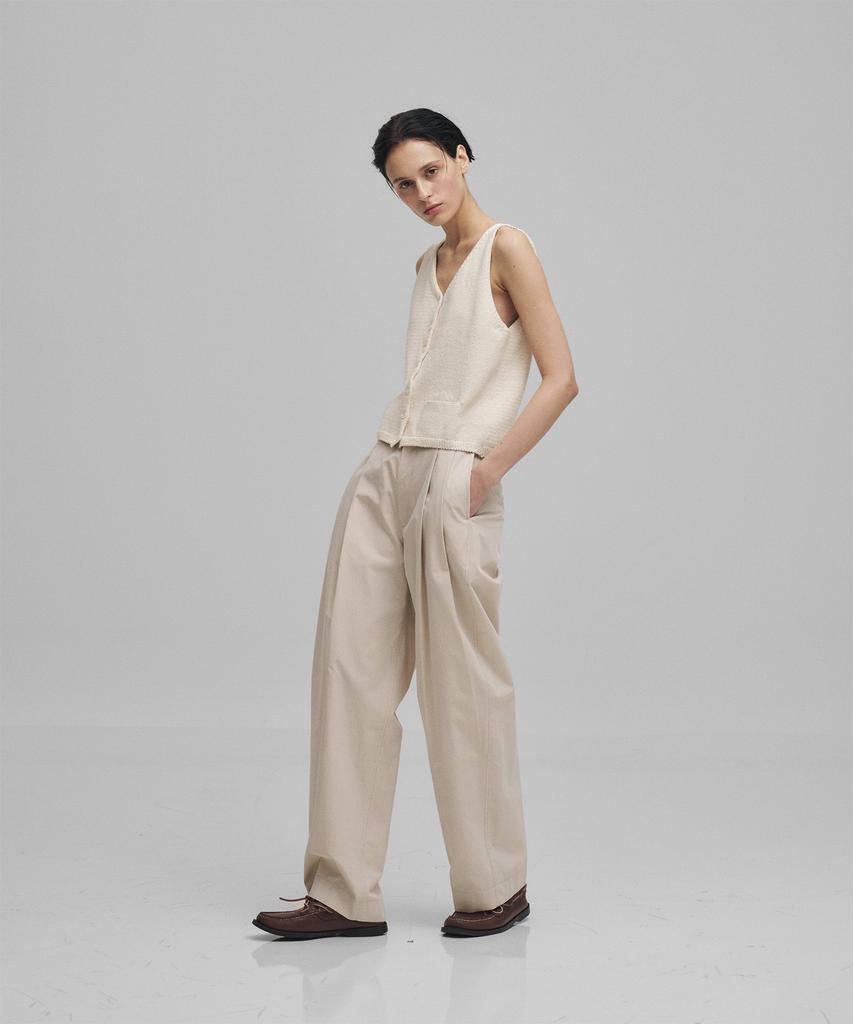 ANOTHER OFFICE WOMEN W. Structure 2Tuck Wide Pants (Oat Milk)
