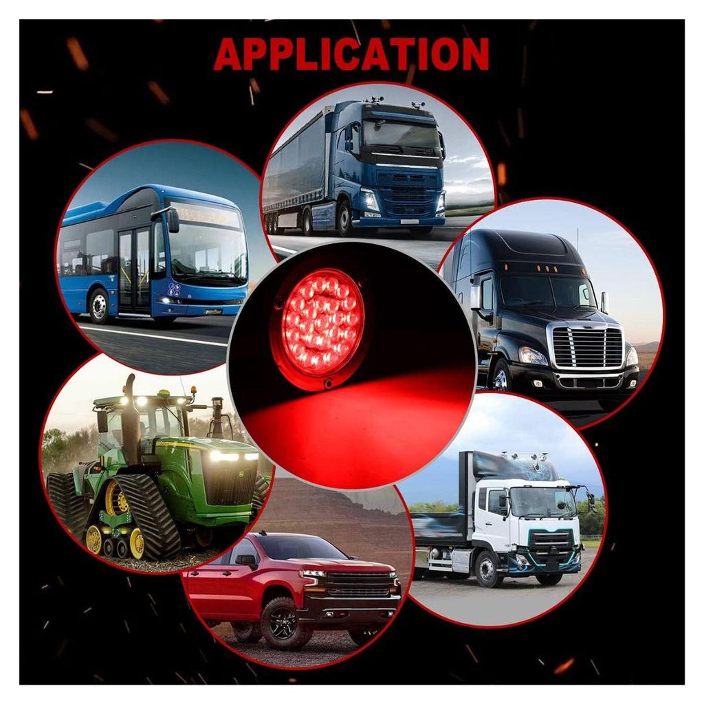 APSMOTIV 12V Red/White/Amber 4" Round LED Trailer Tail Light Stop Turn Tail Brake Signal/Reverse Backup/Marker Lights Trucks Trailer RV Camper