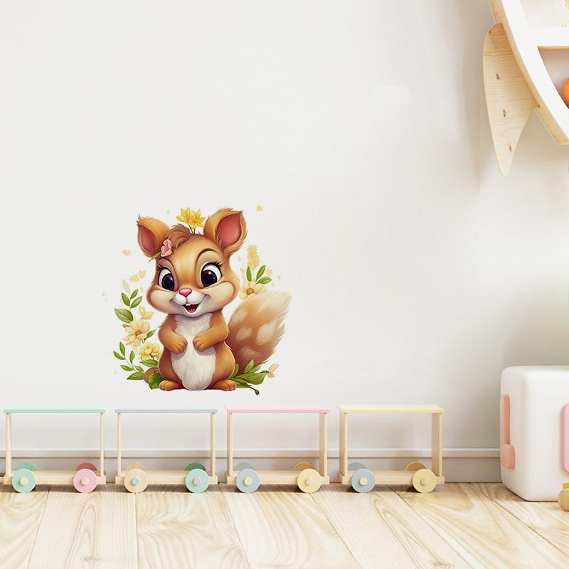 T776#Cute Squirrel Wall Sticker Kids Room Background Home Decoration Mural Living Room Wallpaper Funny Decal